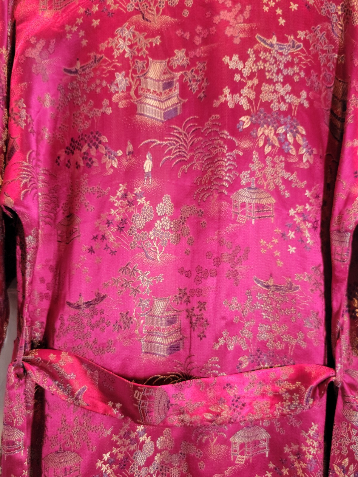 Vintage Health Chinese Robe and Pants Womens Size 10 Pink All Over Embroidery