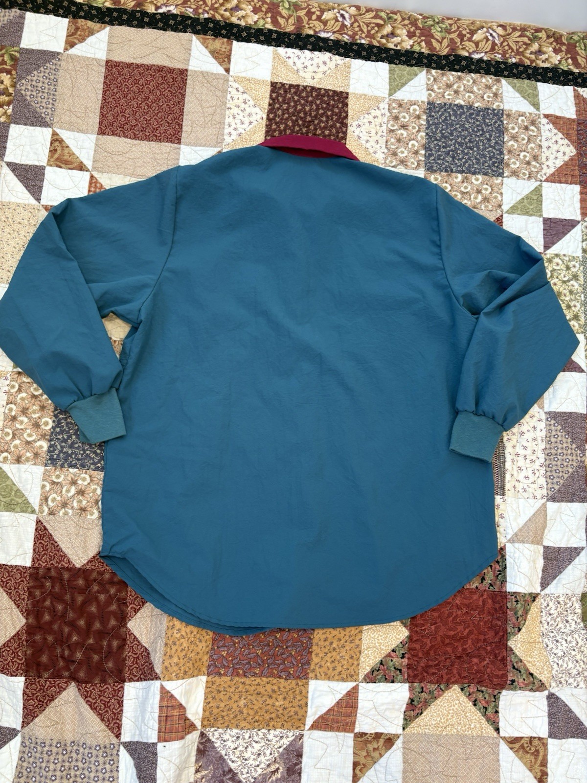 vintage Silver Threads Ltd. button-up shirt vibrant teal and paisley pattern