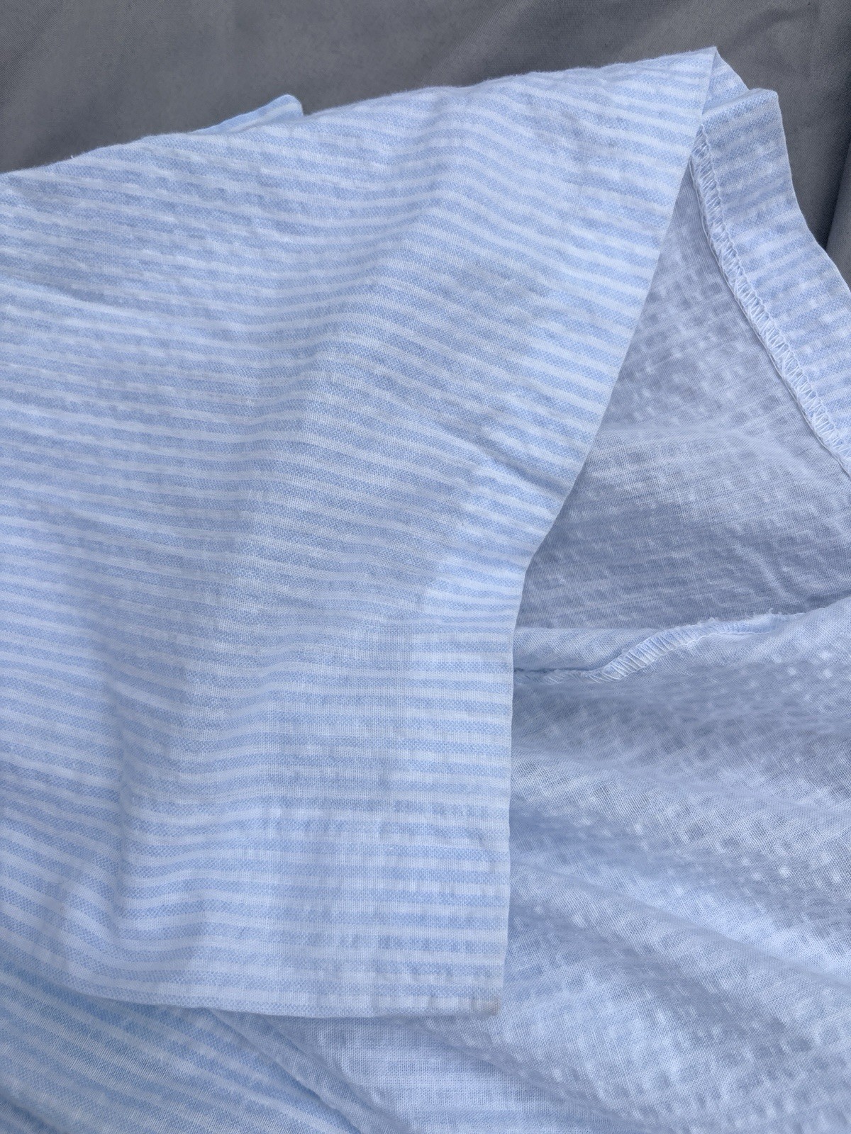 Jennifer Dale Vintage 70s Blue Pinstripe Seersucker Maxi Robe Size 11 S/M