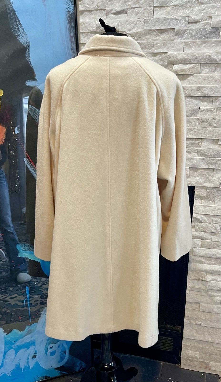 Vintage Herman Kay Wool Swing Coat Ivory White Size 16 Mary Tyler Moore Jackie O