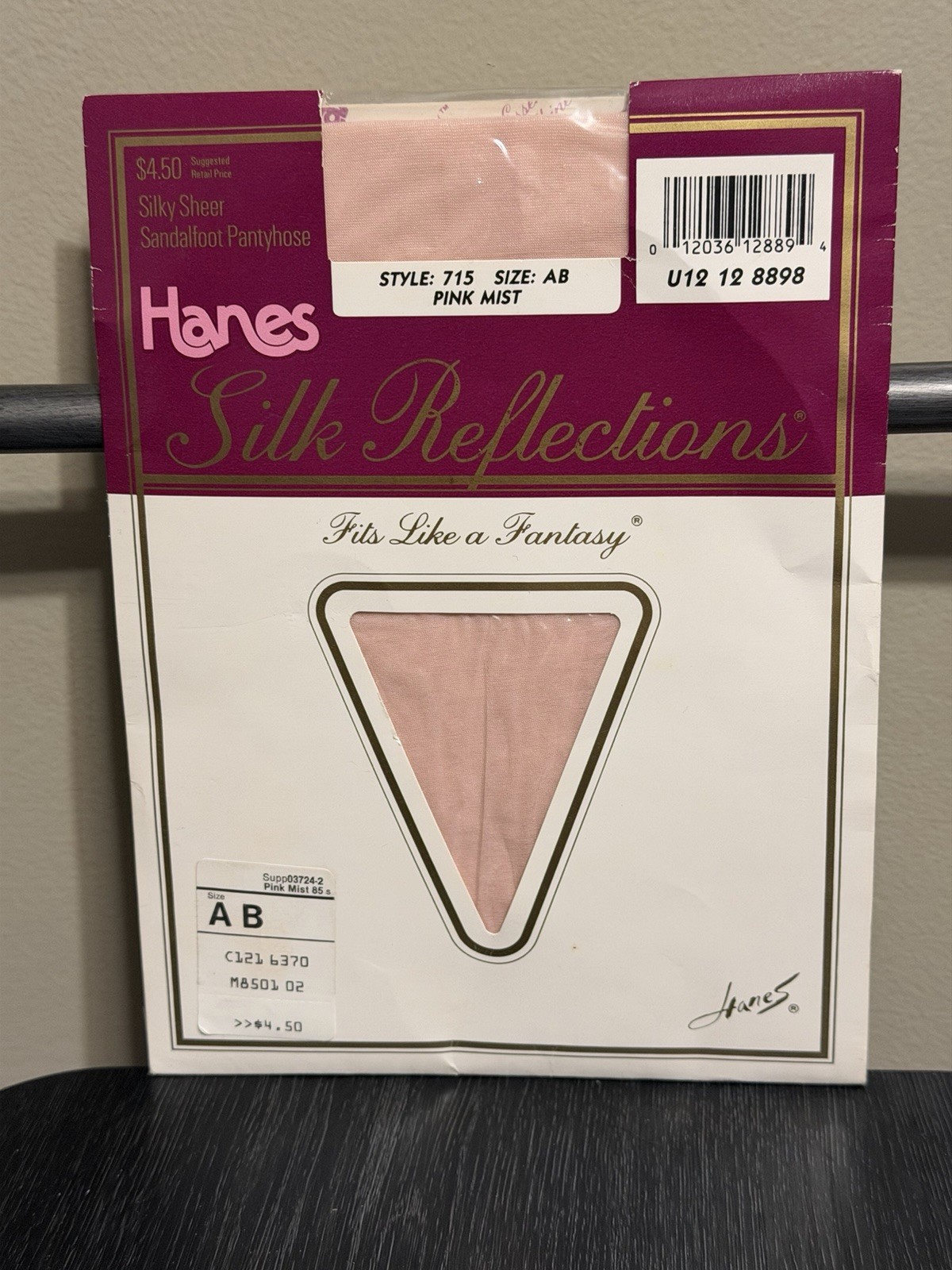 Vintage Hanes Silk Reflections Pantyhose Pink Mist AB Sandalfoot NOS 80s 90s