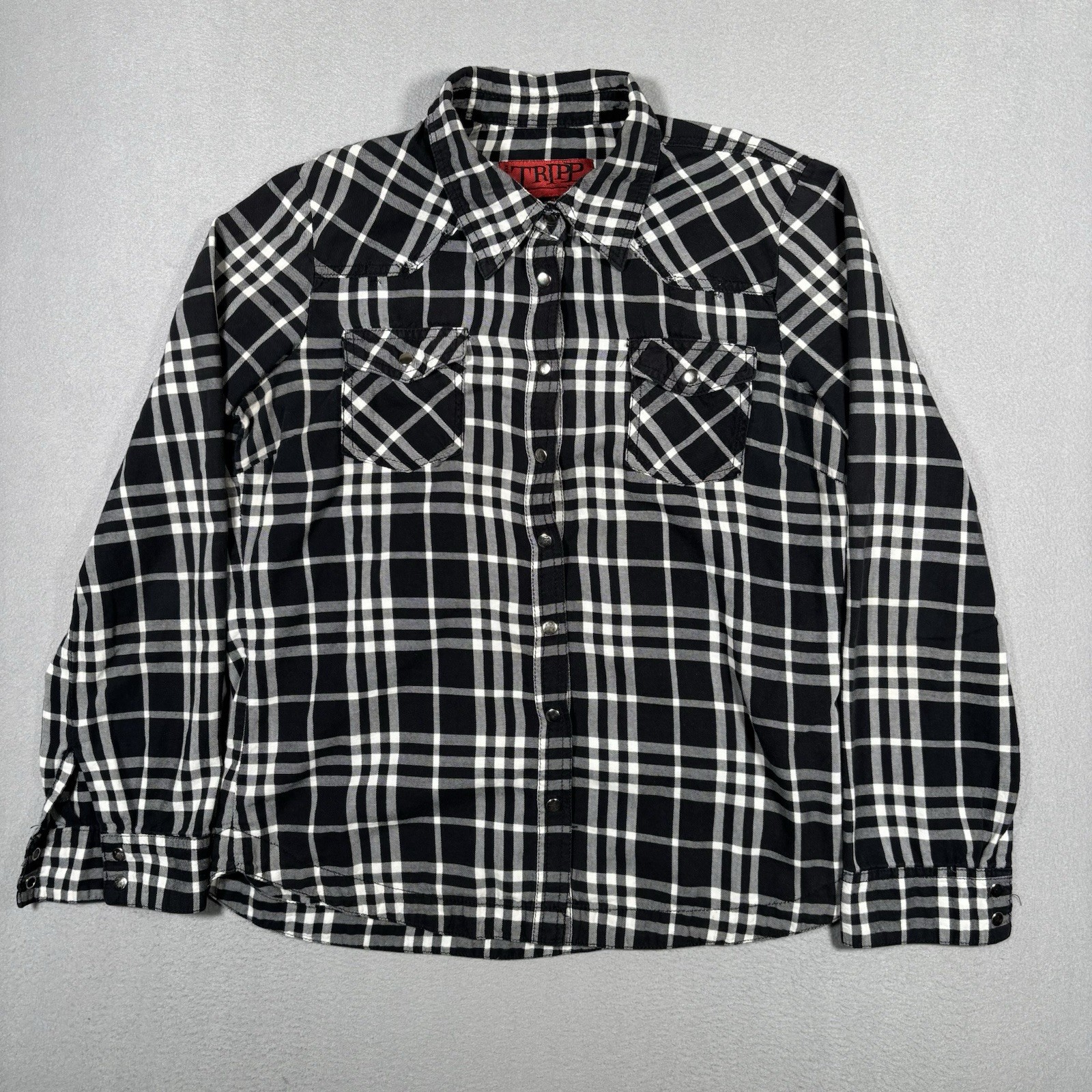 Vintage Tripp NYC Button Shirt Zippers Long Sleeve Women XL Y2K Goth Punk Grunge