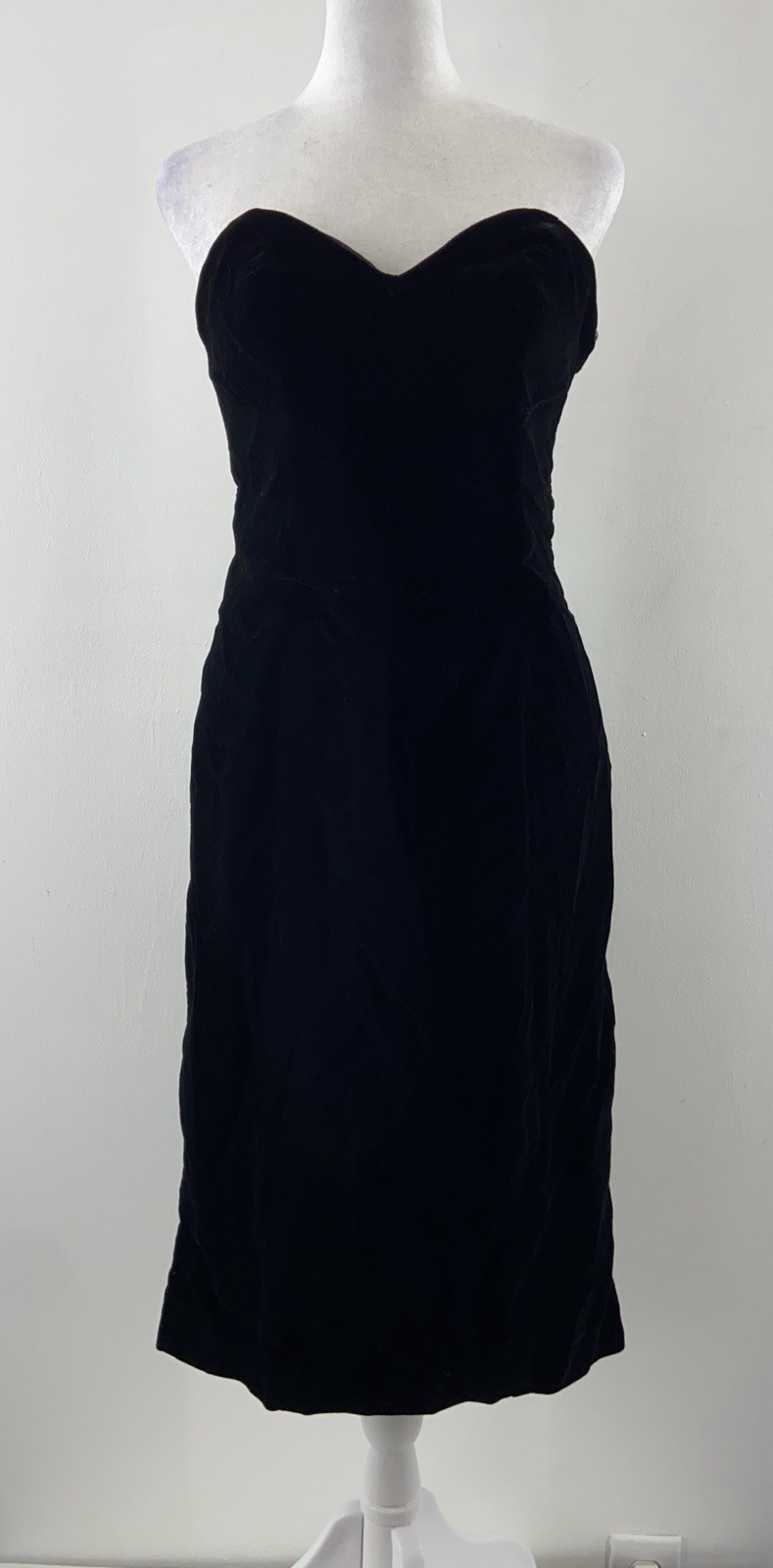 Vintage 80’s Karen Lucas For Niki Black Velvet Bustier Strapless Dress Size XS