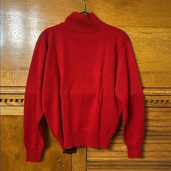 Evan-Picone Preppy Quiet Luxury Red Mock Neck Wool Blend Knit Sweater Vintage