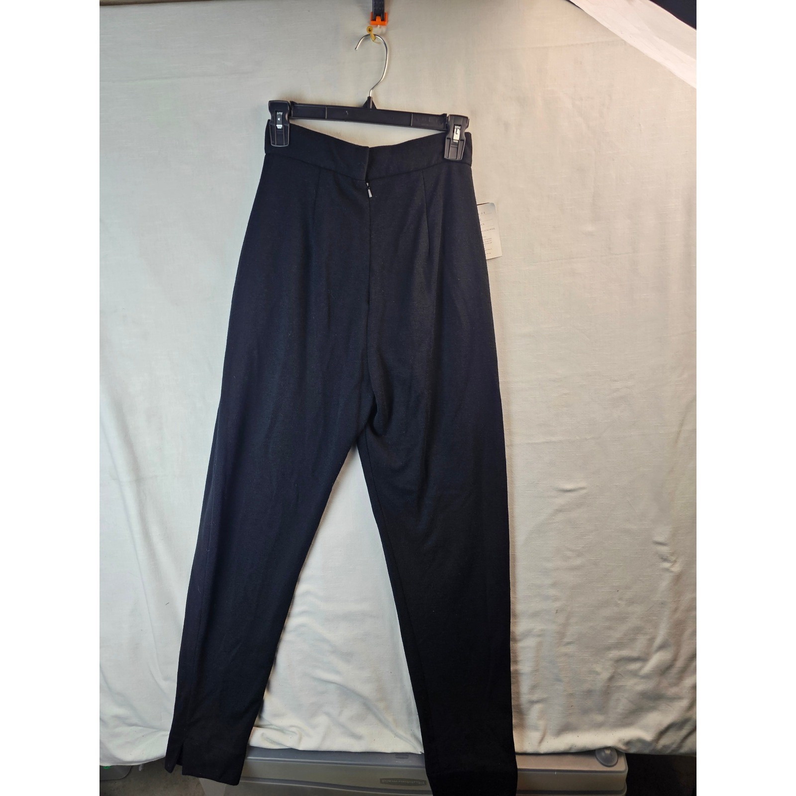 Vintage Woolmark 100% Merino Wool High Waisted Pleated Tapered Pants Black S