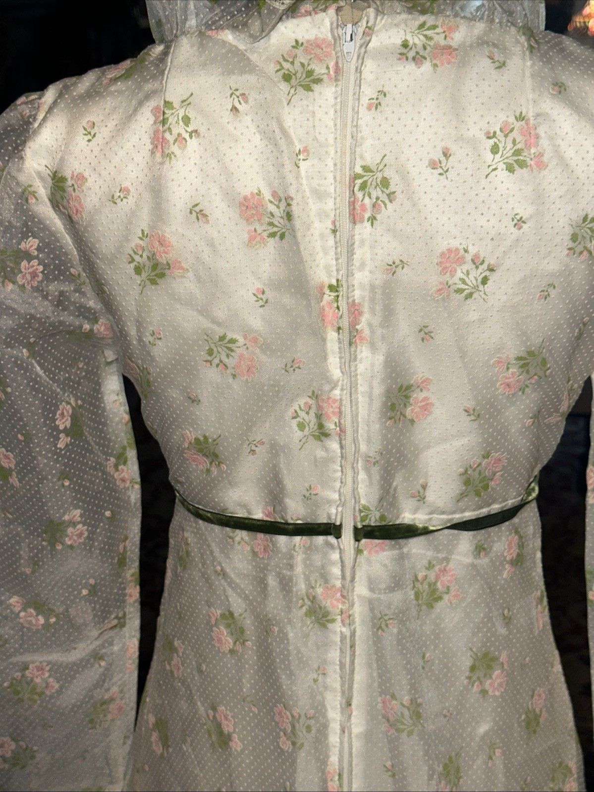 Vtg XS/S Hippie Flower Child Prairie Floral Dress
