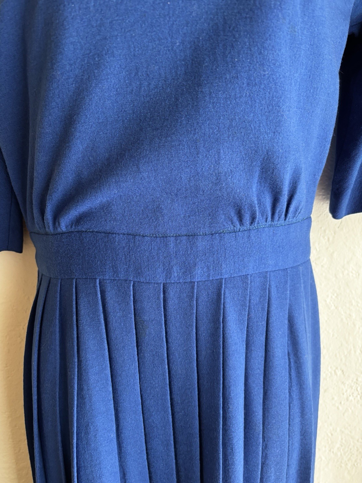 Vintage 1950’s R&K Originals Wool Dress With Pleated Skirt Cobalt Blue Size 4