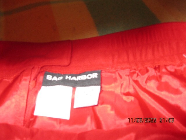NWT SAG HARBOR BRIGHT RED WOOL SKIRT SZ 14 W 28.5
