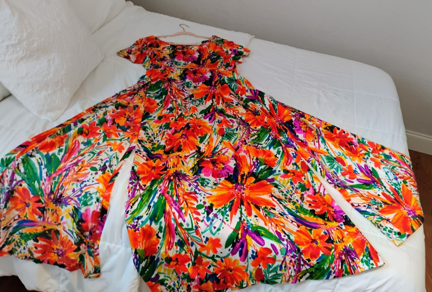 Vintage 60s Sun Fashions of Hawaii Floral Maxi Midi Sun Dress Sz 14