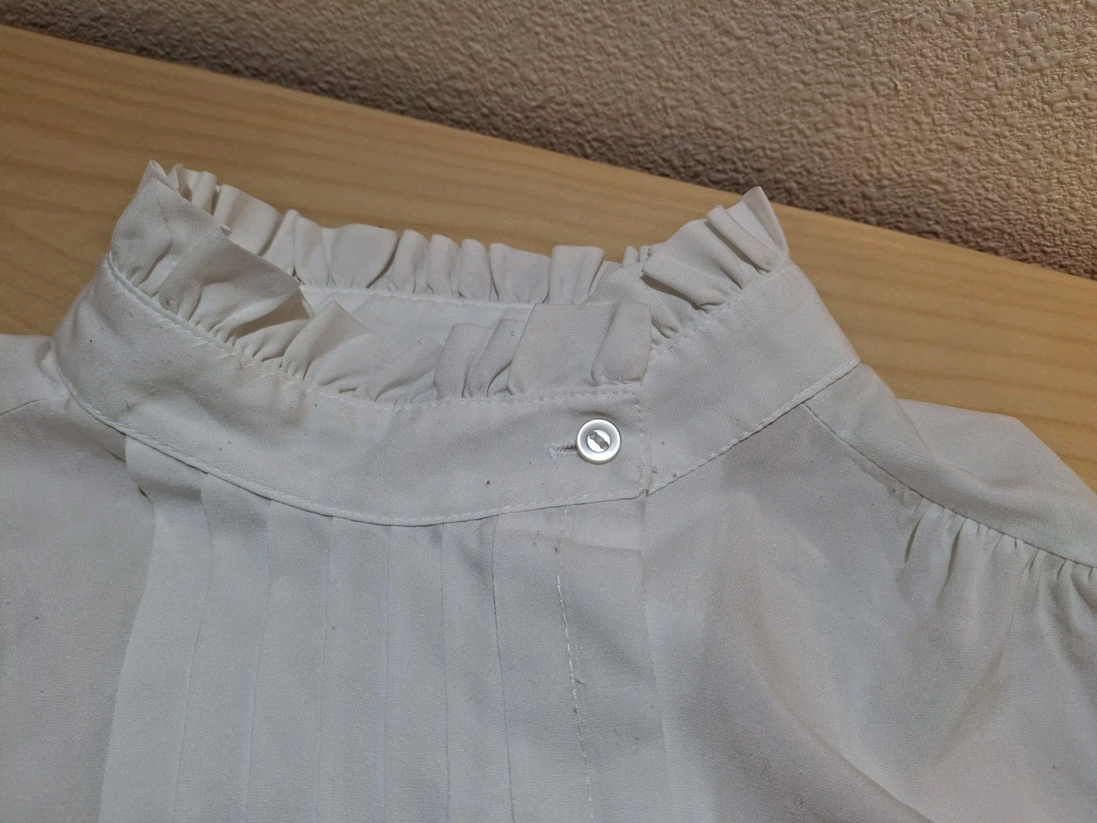 Judy Bond Vintage 80s White Ruffled Pintuck Button Up Blouse Secretary 16 M-L