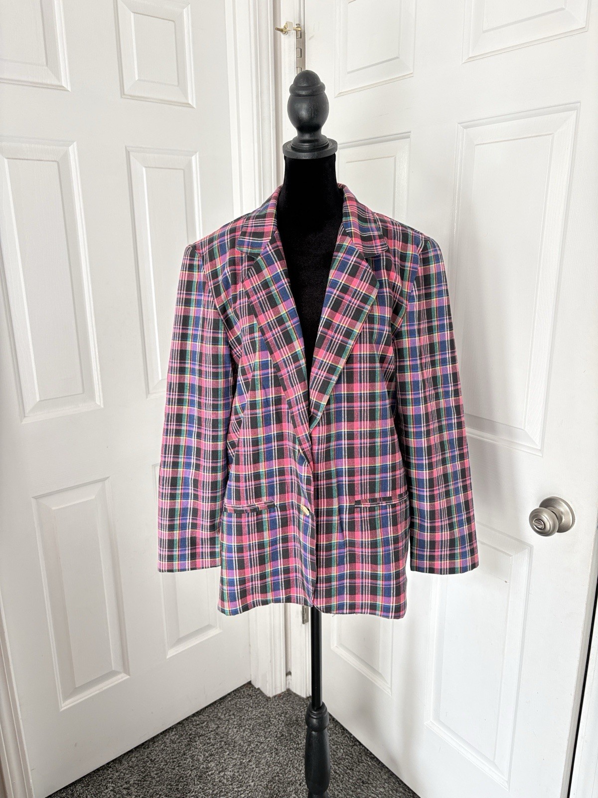 Fundamental Things Vintage Women’s Pink Plaid Blazer