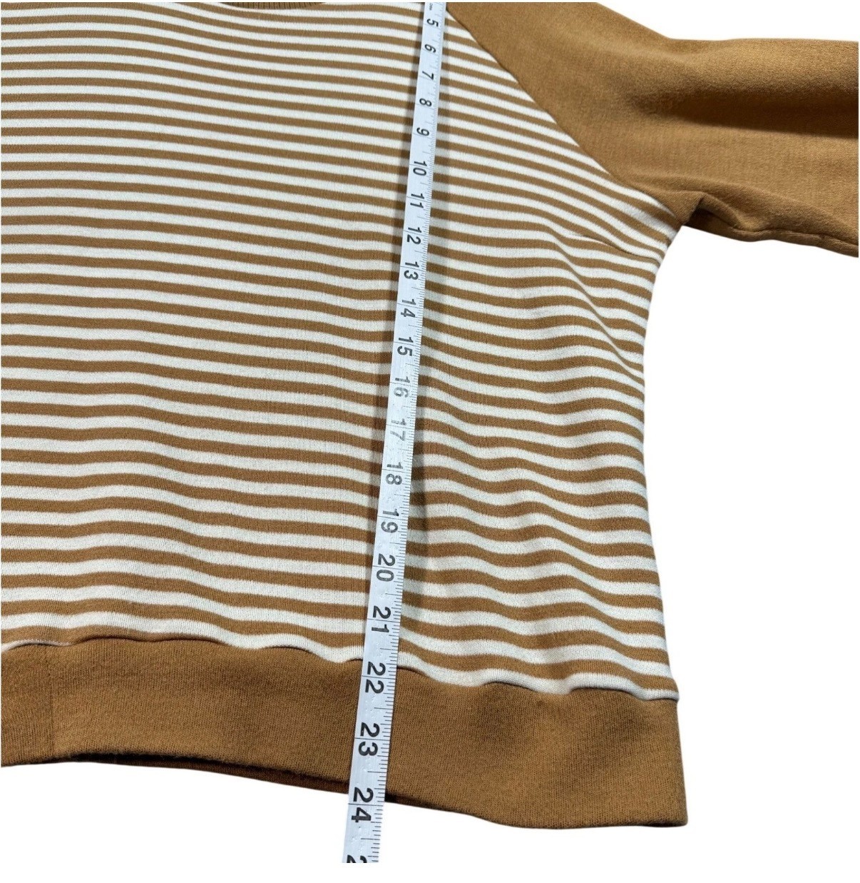 VTG JCPenney Striped Sweater Elbow Patch Brown White Preppy Japan L 70s 80s