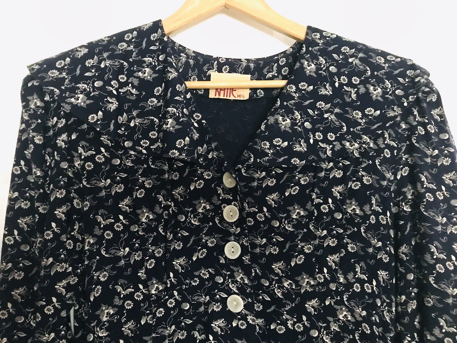 Vtg 70s 80s Maxi Dress Floral Grunge Festival Boho Cottage Core Button Down 8