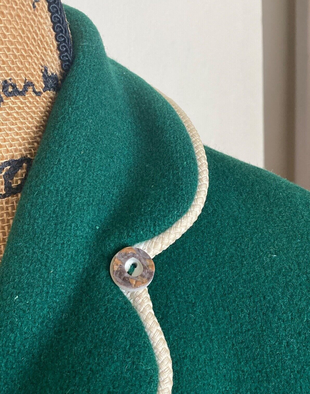 Vintage 50s Petti Glen Green Wool Embroidered Button Blazer Junior S