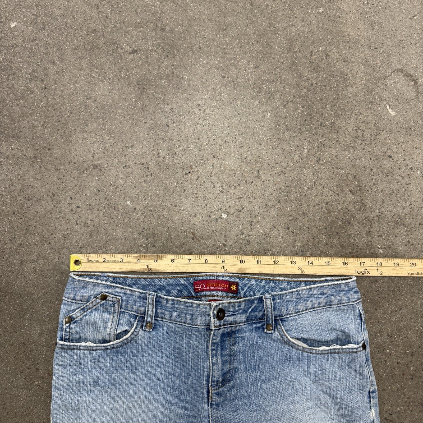 Vintage Y2K Culture Bootcut Jeans Size 11 Light Wash Distressed