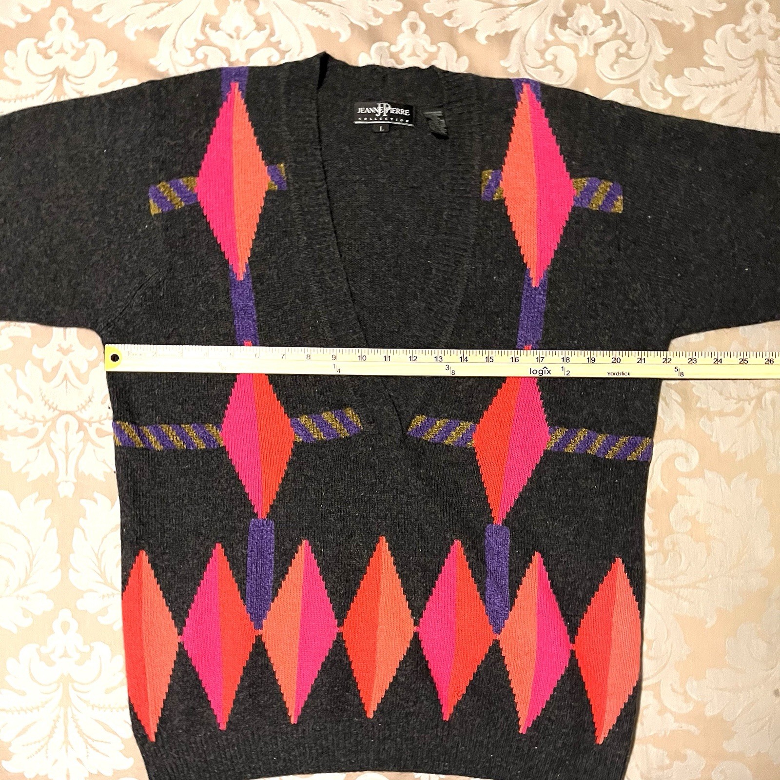 Vintage Argyle Sweater LambsWool Angora L Academia Preppy Cozy Retro Schoolgirl
