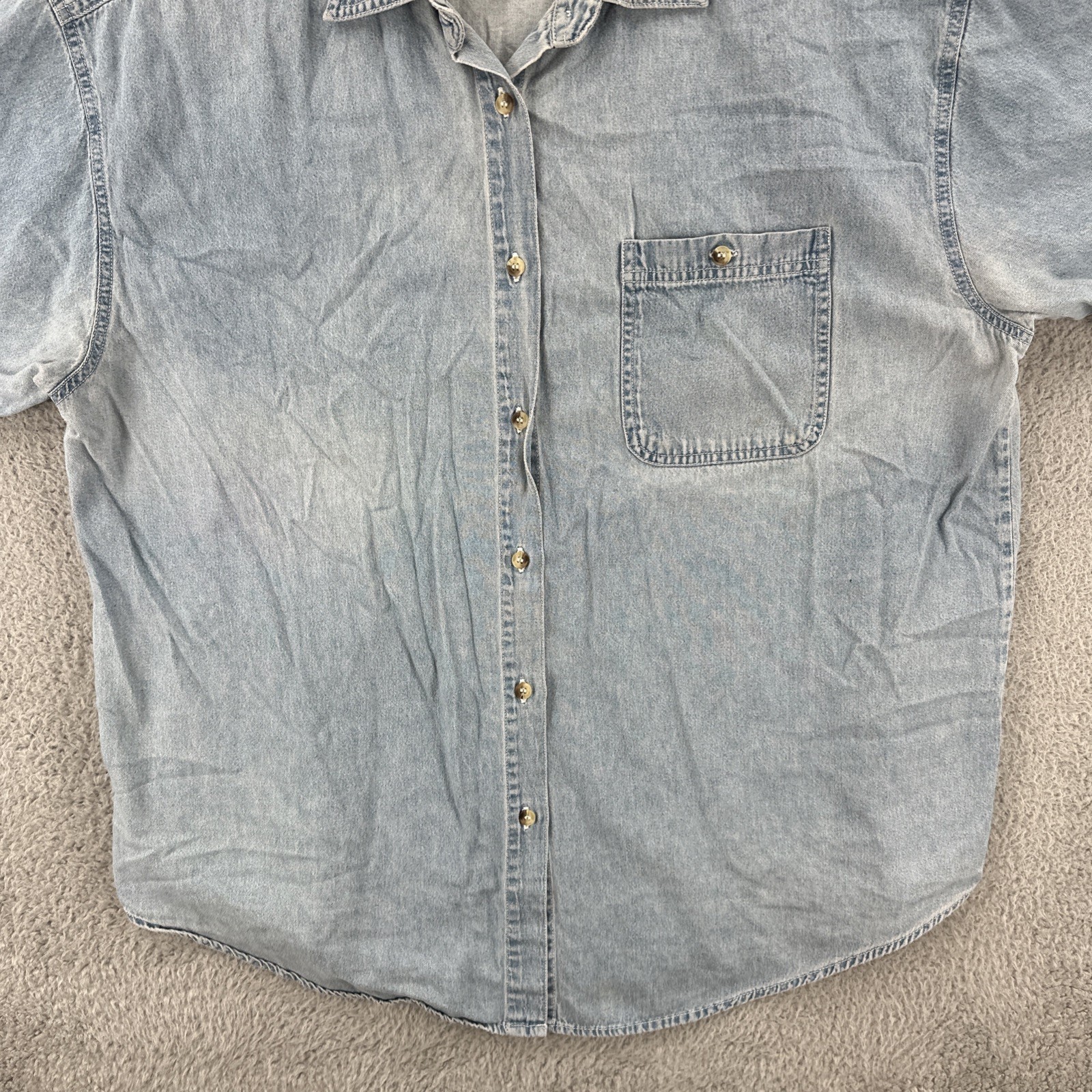 Vtg Details Sportswear Inc Womens Size 20 Faded Blue Denim Button Up Shirt 90s