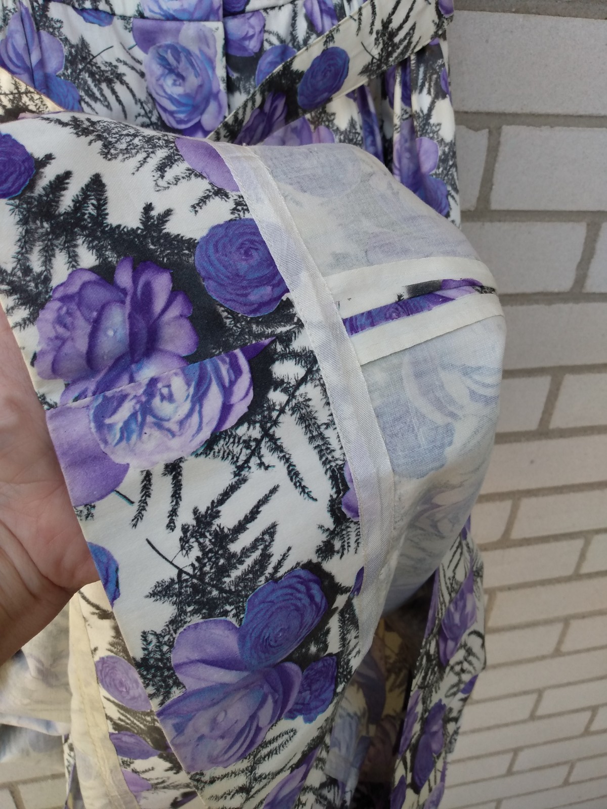 Vintage 50s Purple Rose Dress 42″ Bust 28.5″ Waist Rockabilly Tea Party 60s