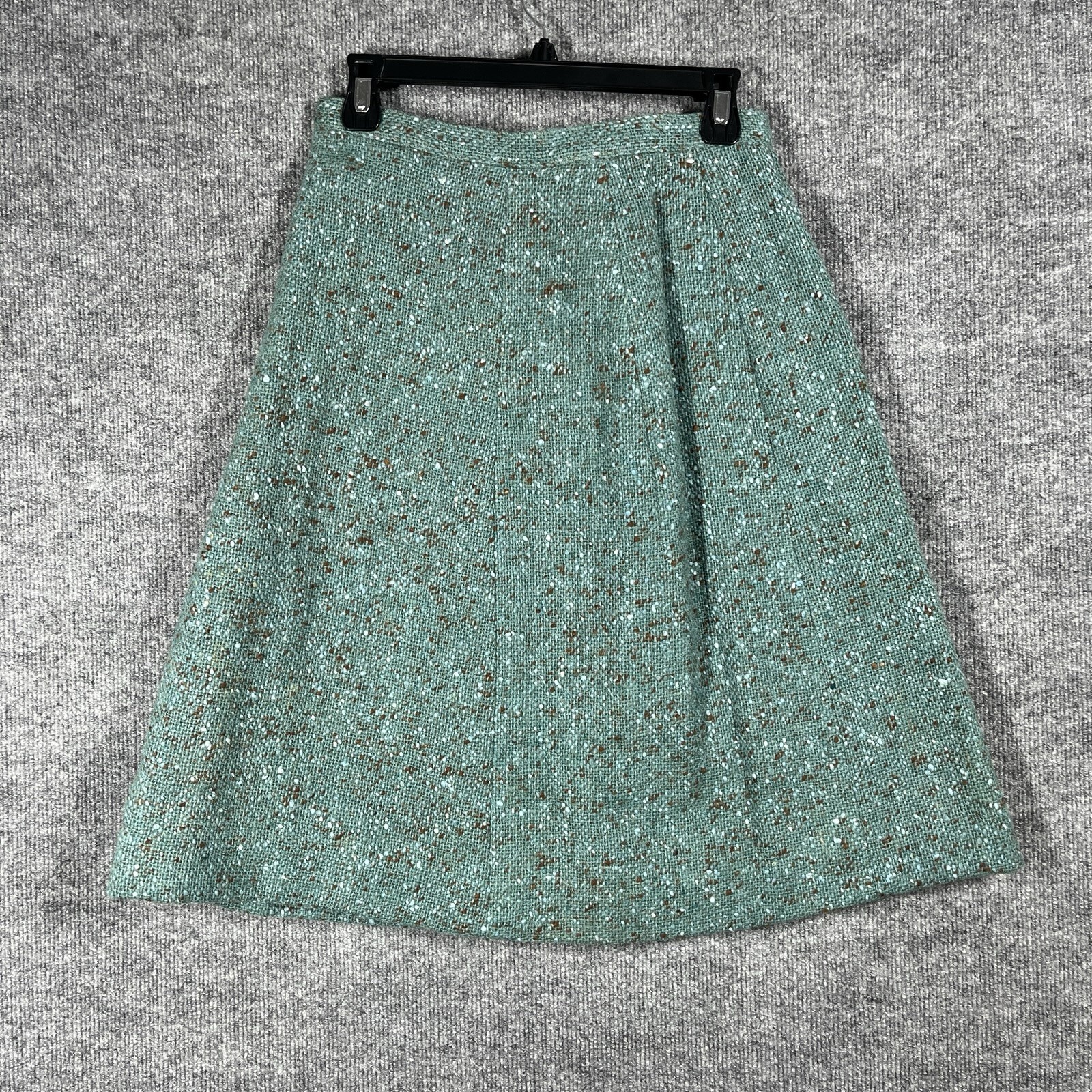 VINTAGE 60s Sloat Wool Blue Tweed Skirt Flat Cottagecore Secretary Work NY Small