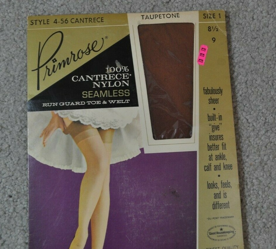 Vintage Sexy Woman’s Thigh High Seamless Nylon Stockings Primrose Taupetone NIP