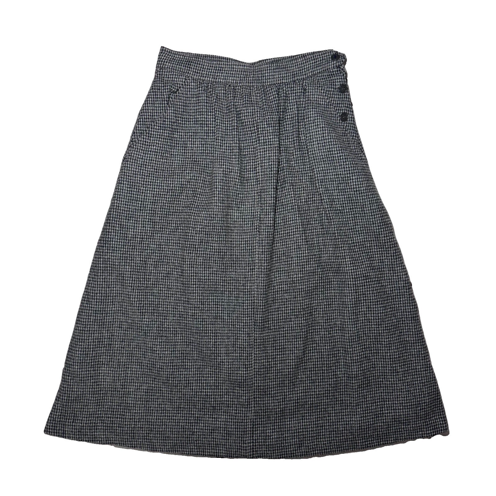 VTG 50s 60s Wool Union Made Side Button Closure A Line Skirt 26×28 USA