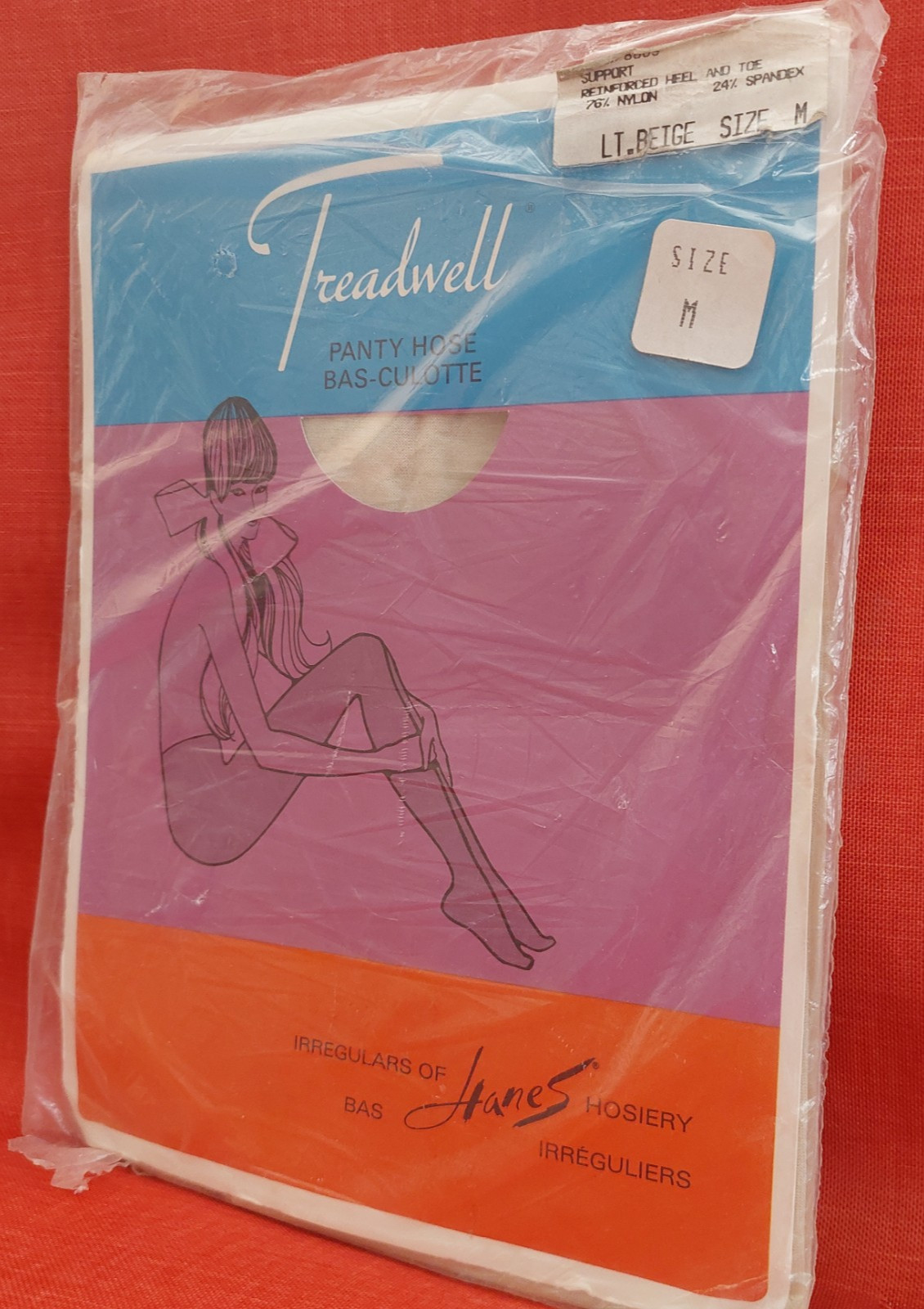 Vintage Pantyhose Treadwell Support Color Light Beige Size Medium BHAN01