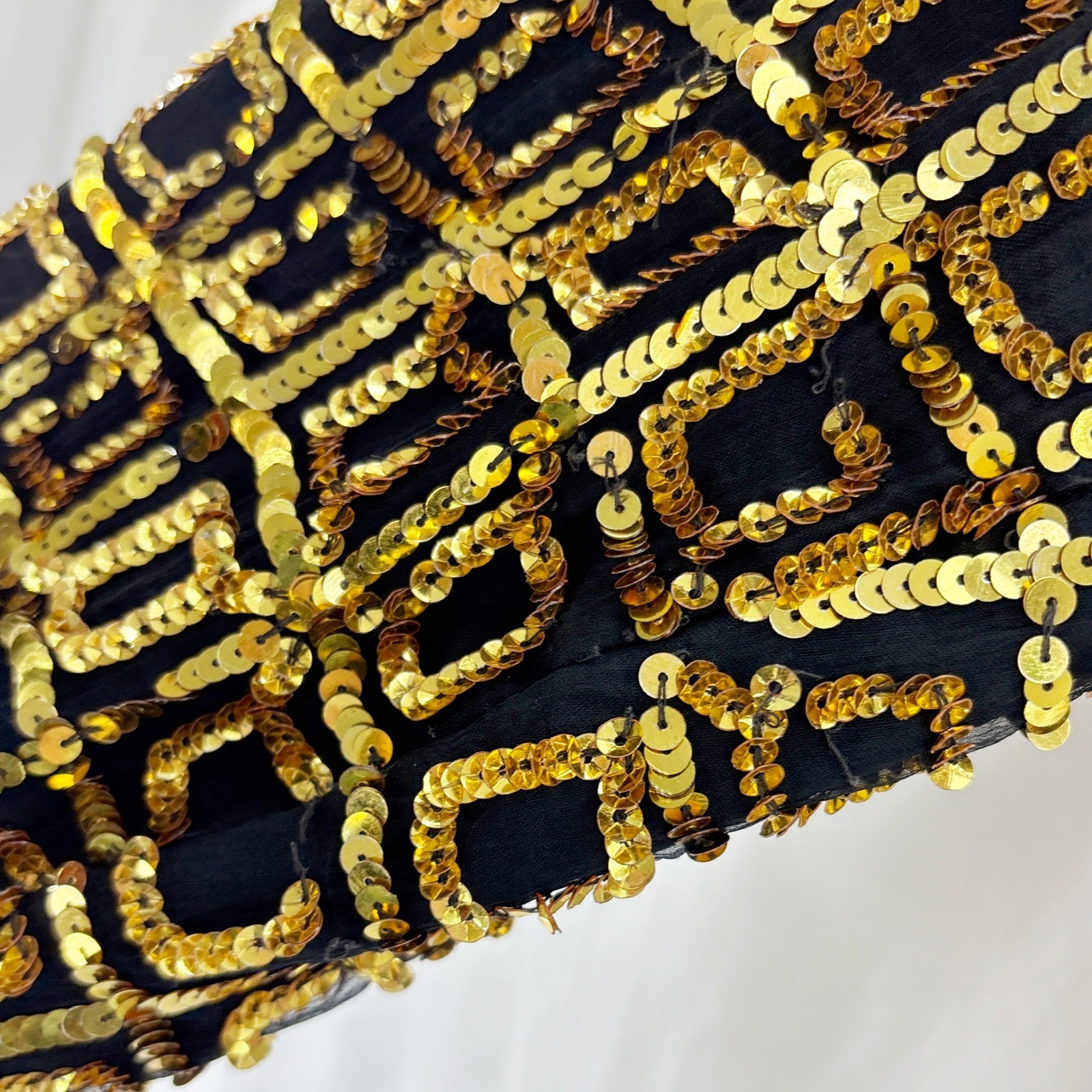 CARINA Vintage Sequin Beaded Jacket Blazer Women’s Medium Black Gold Geometric