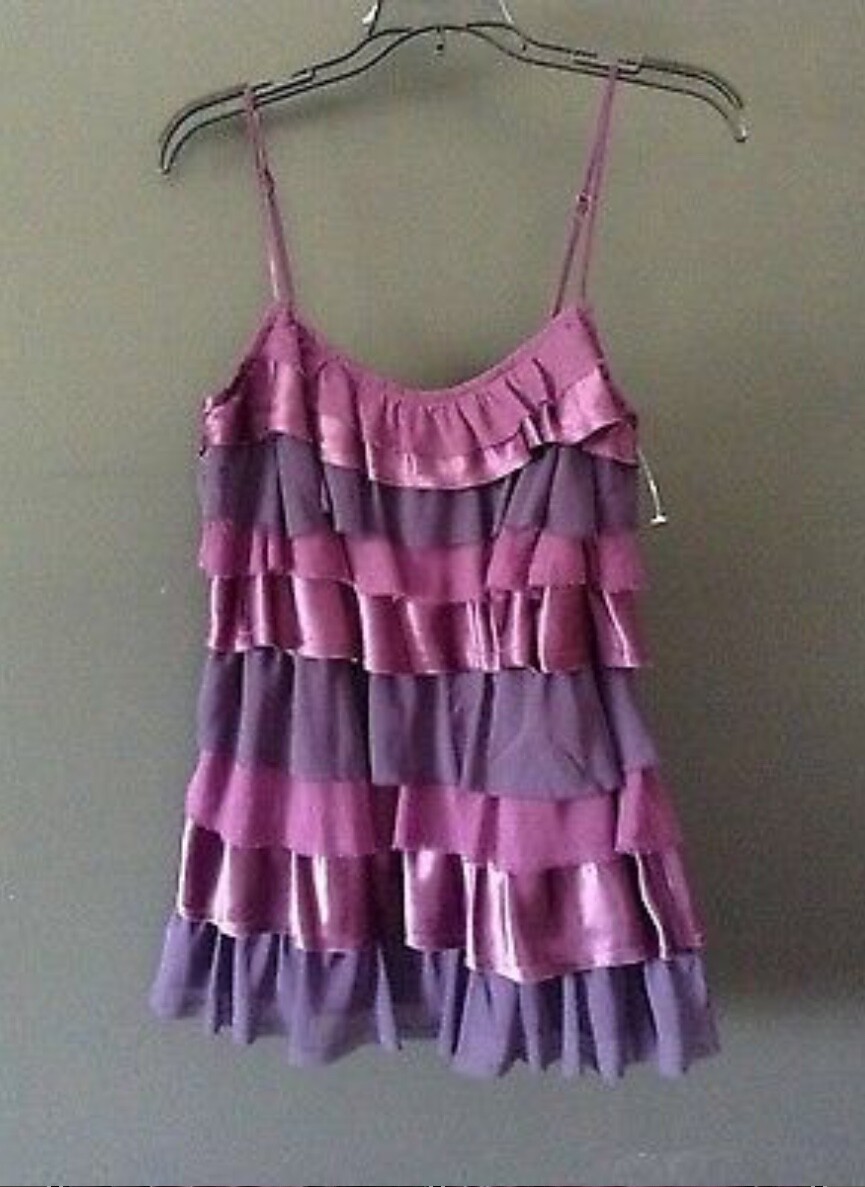 ALLEN B SCHWARTZ RUFFLED Mini Swing DRESS NYE Party FLAPPER GATSBY Purple/Plum M