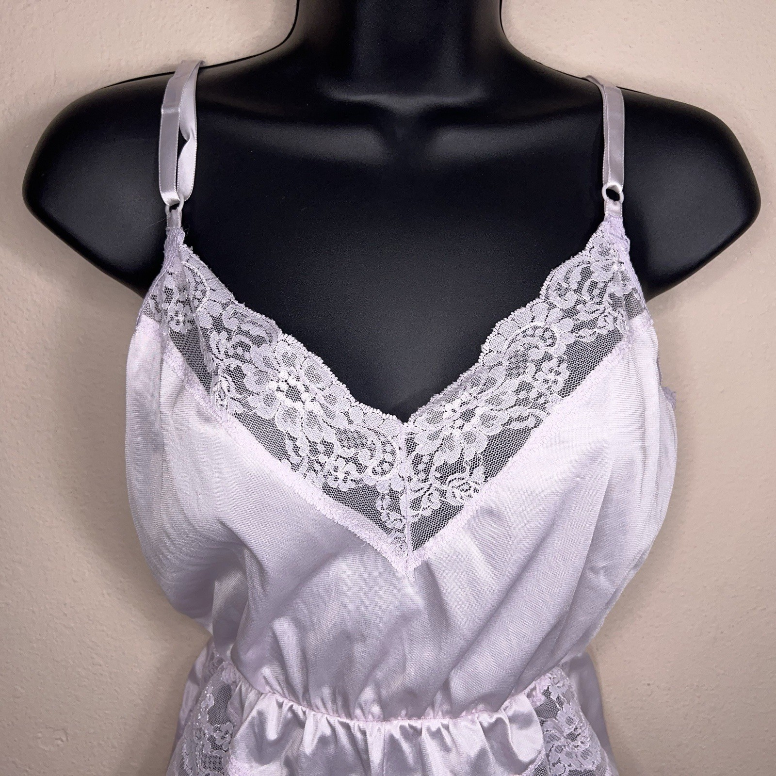 Vintage Small Ashley Taylor Teddy Bodysuit Lilac Pastel Lace Trim Retro Lingerie