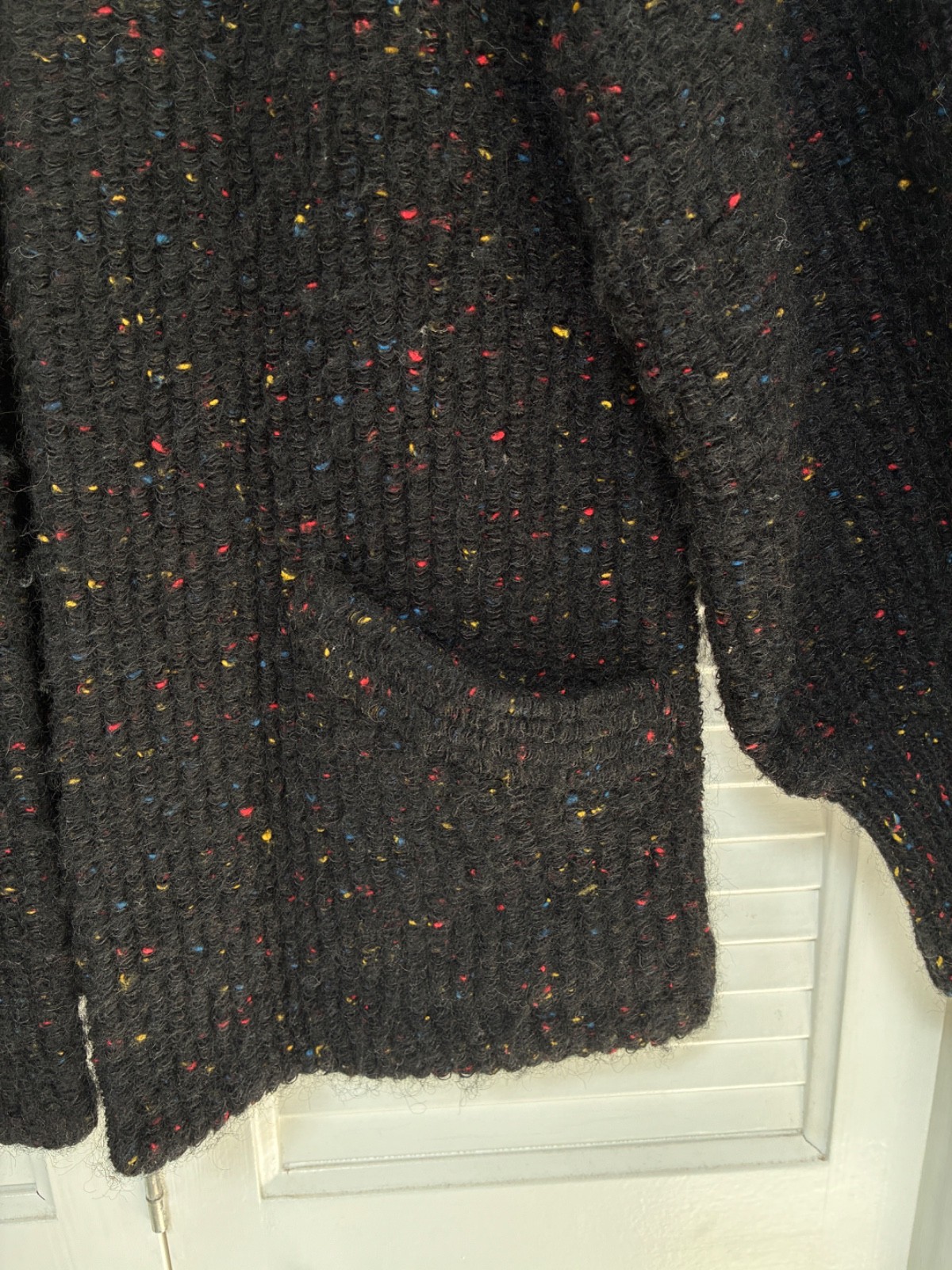Vintage Sweater Jacket Black Wool Confetti Yarn Speckled Cin Cin 1970’s 1980’s