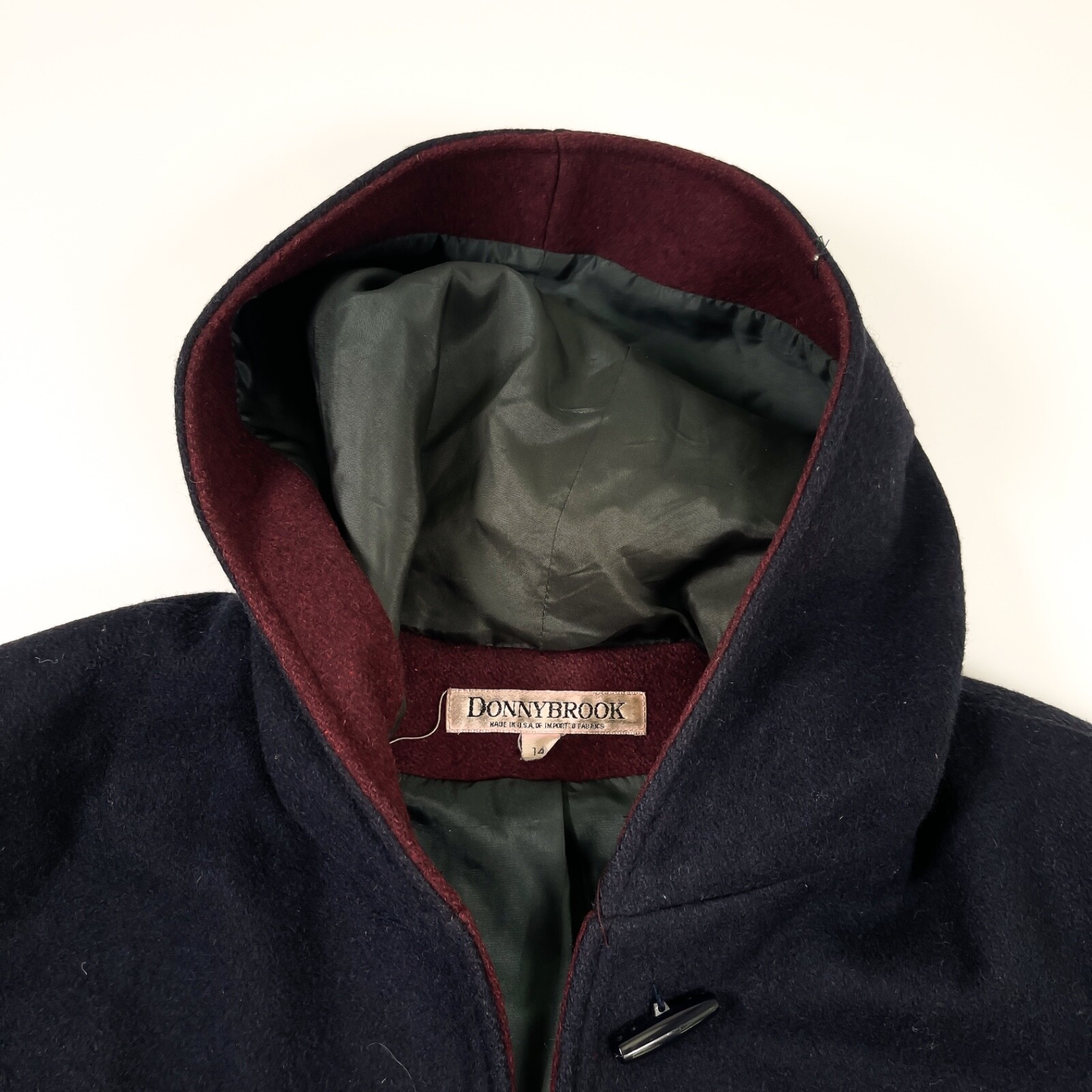 Vintage DonnyBrook Wool Coat Color block Jacket 90s Green Blue Red Hooded USA 14