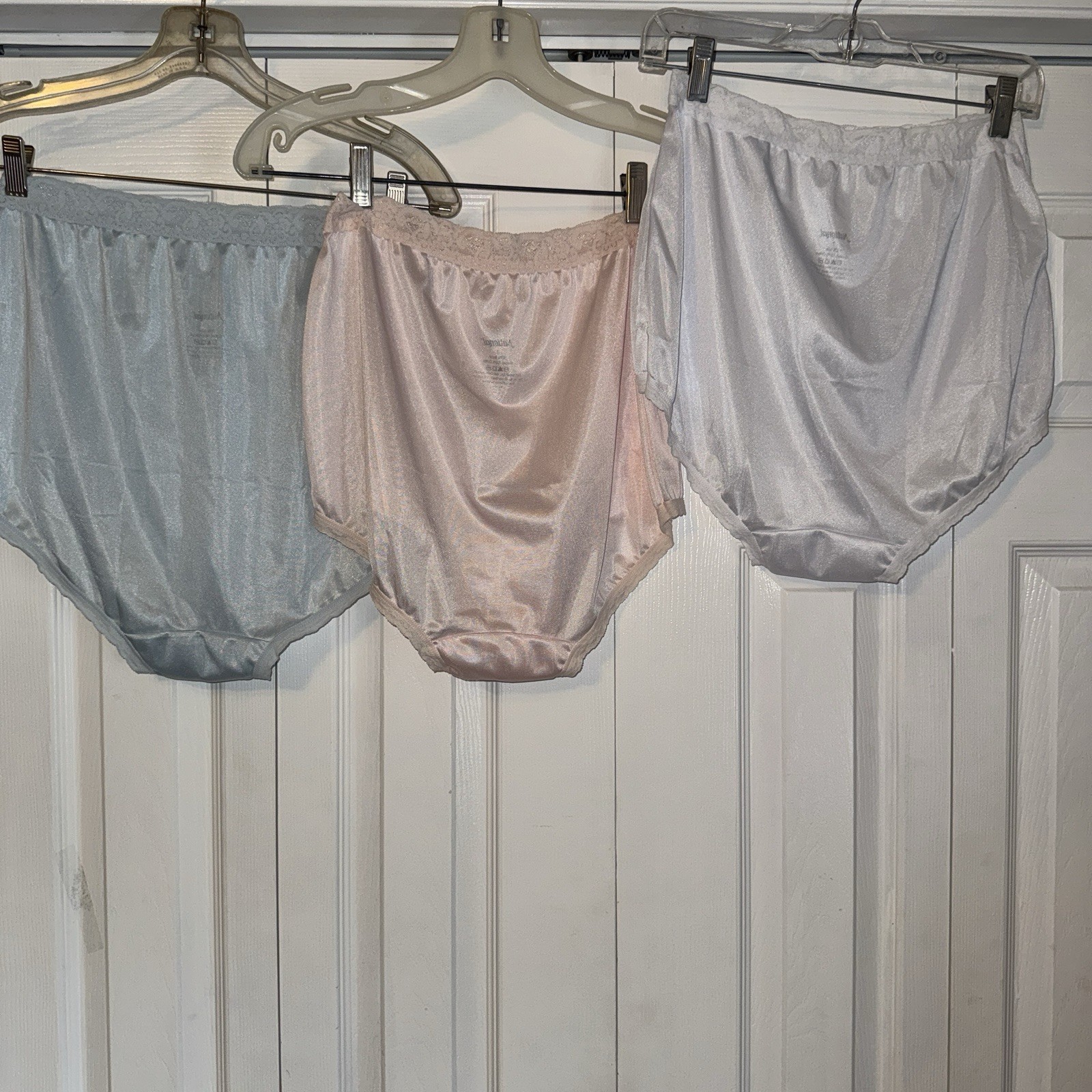 Vintage LOT of 3 Panties National Sheer Blue Pink White Granny Brief Nylon Sz 7