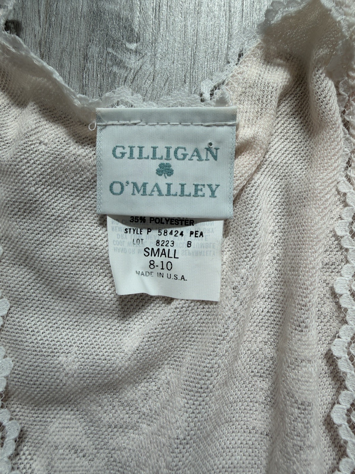 NWT Vintage 80s Gilligan & O’Malley Robe Peach Lace-Trim Wrap Robe Cottagecore