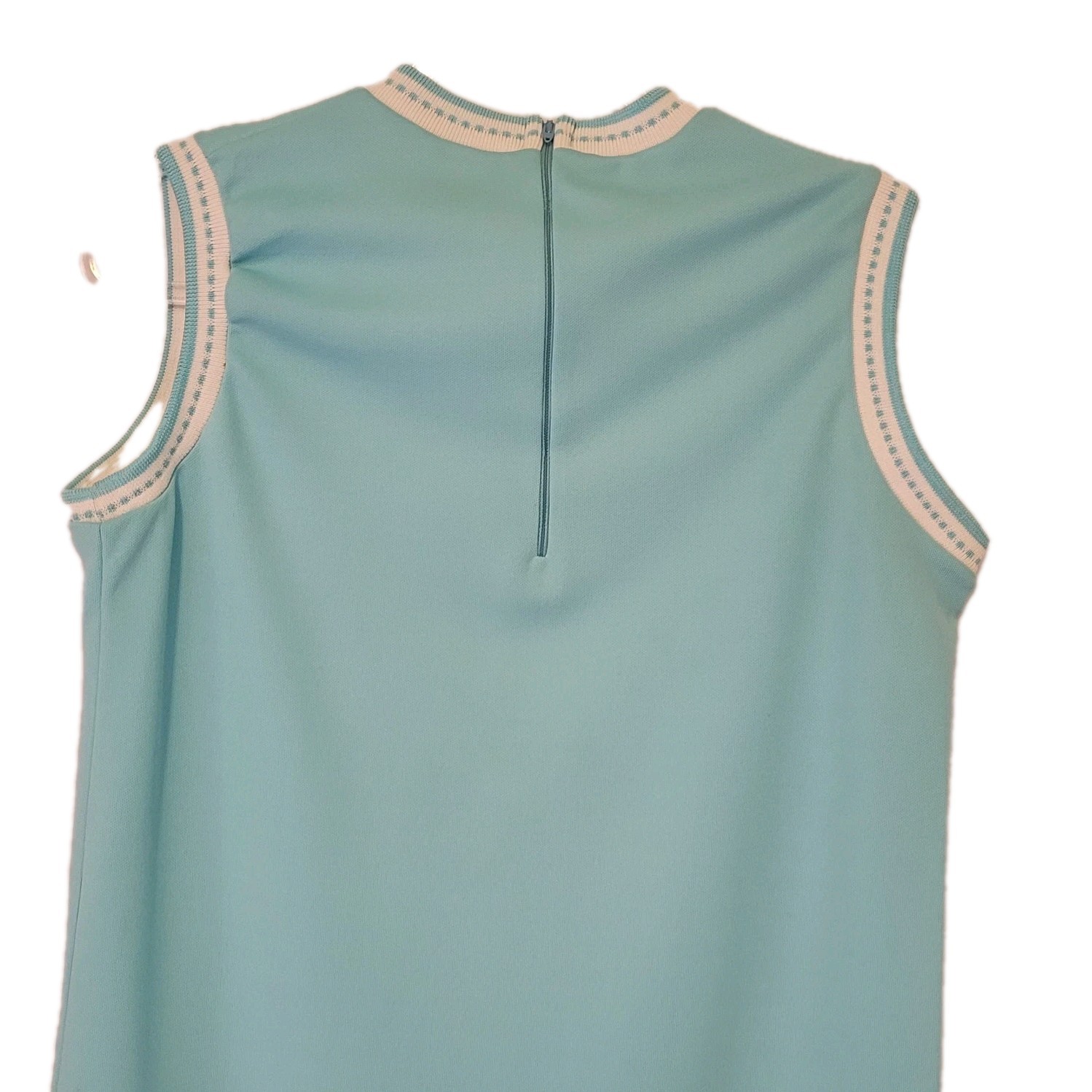 VTG 60s 70s Queen Casuals Sleeveless Light Blue Polyester Tennis Dress Sz M