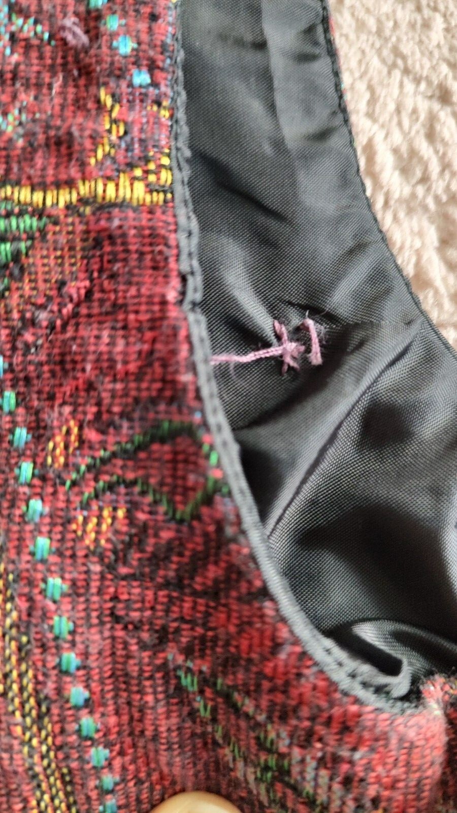Vintage Serengeti Paisley Vest Womens Medium Red Lined Brass Buttons