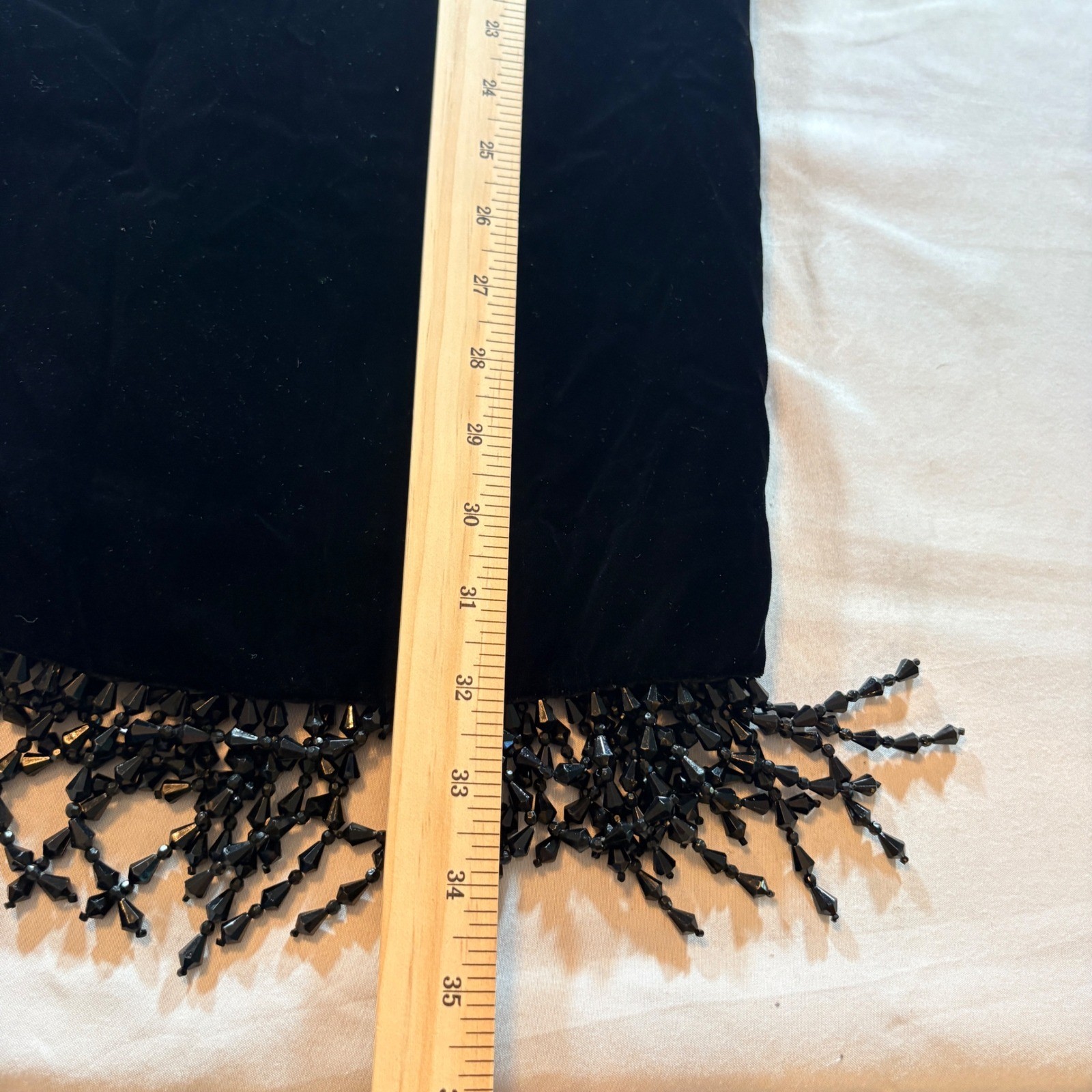 Victor Costa Velvet Beaded Fringe Dress Womens S Black Off Shoulder Cocktail 80s