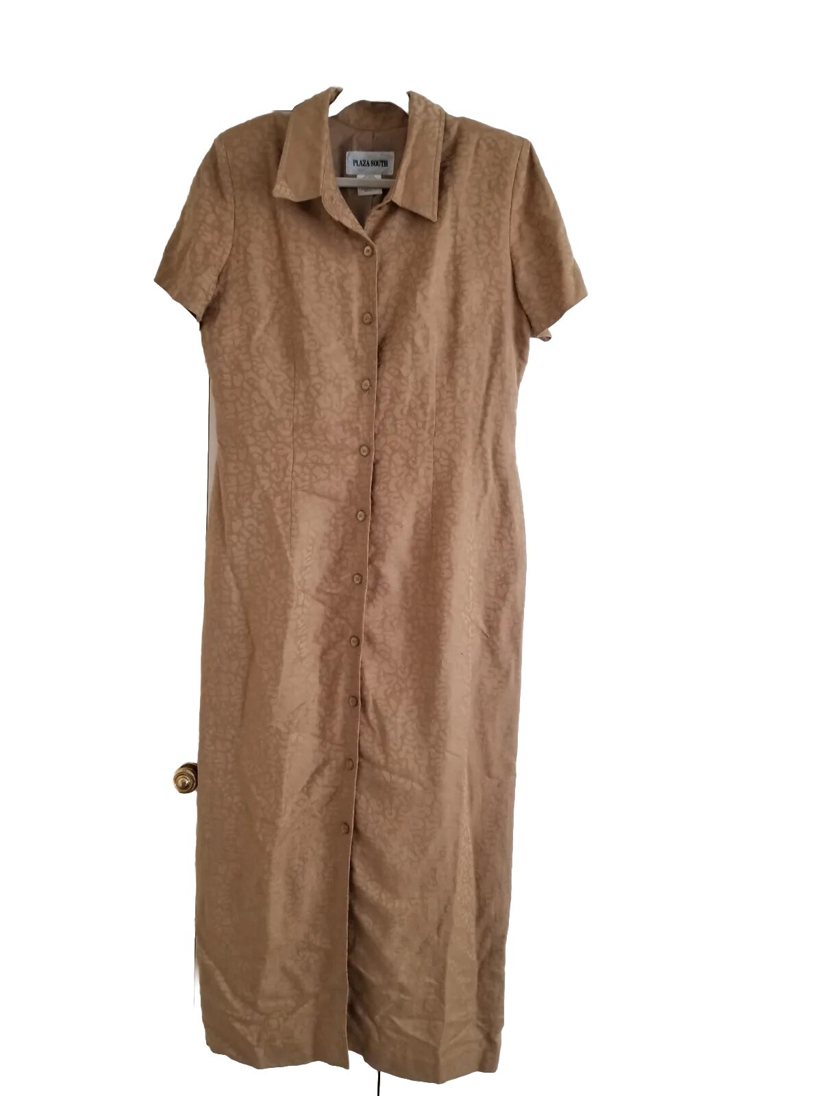 Vintage Women’s 1980’s Plaza South Button Up Gold Size 12 Tall Maxi Dress