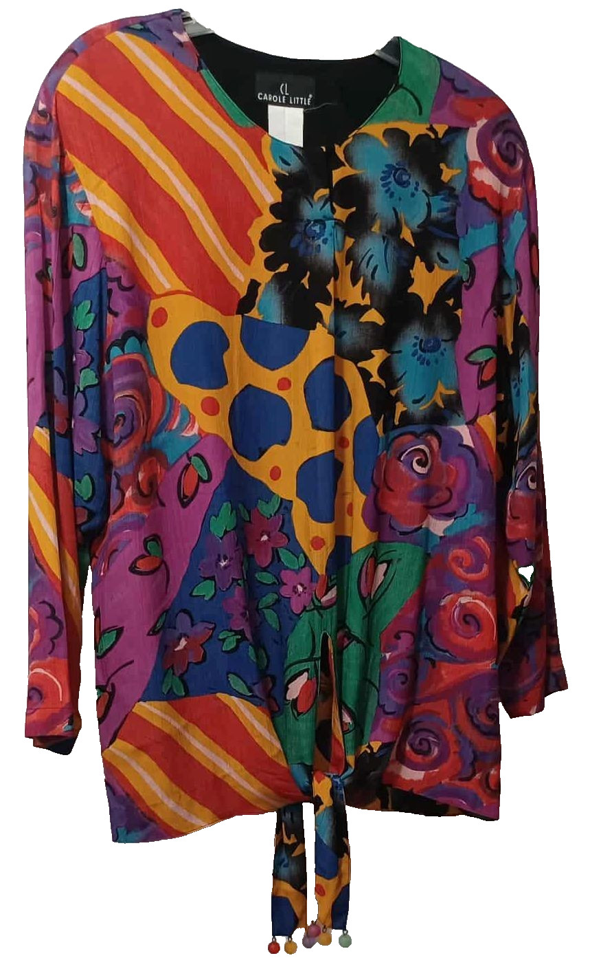 VINTAGE MACYS CAROLE LITTLE PATCHWORK PRINT OVERSIZED TUNIC WOMENS SZ 14-16?