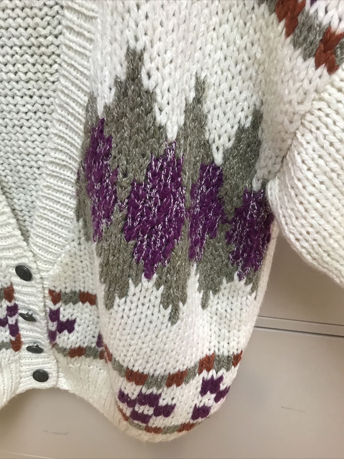 Vintage JJ. Fargo Cardigan Sweater Women’s Size Large Knitted By Hand Argyle