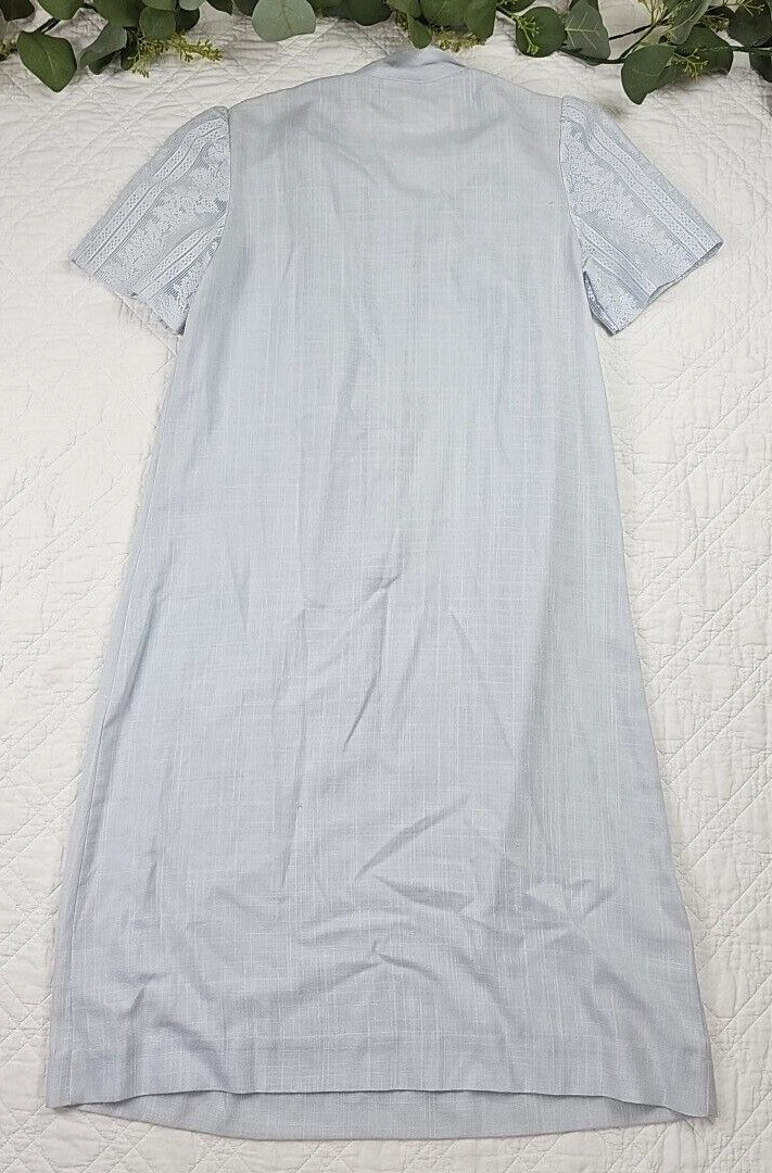 VTG 1970s 70’s Lady Jennifer Blue Lace Shirt Dress Size M Made in USA