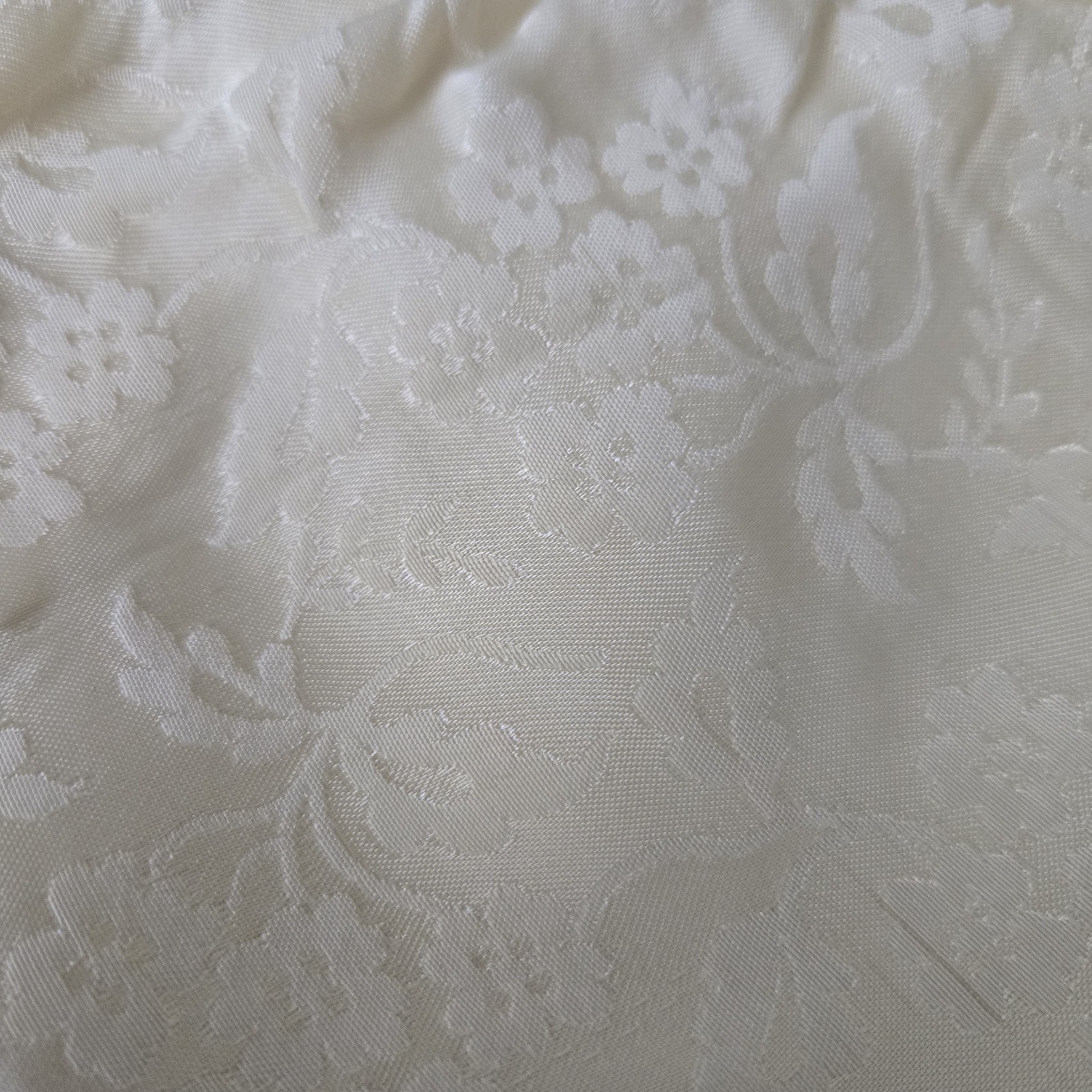 Vtg 80s Jacquard Ivory Floral Wedding Gown, Buttons, Romantic, XS, 0/2