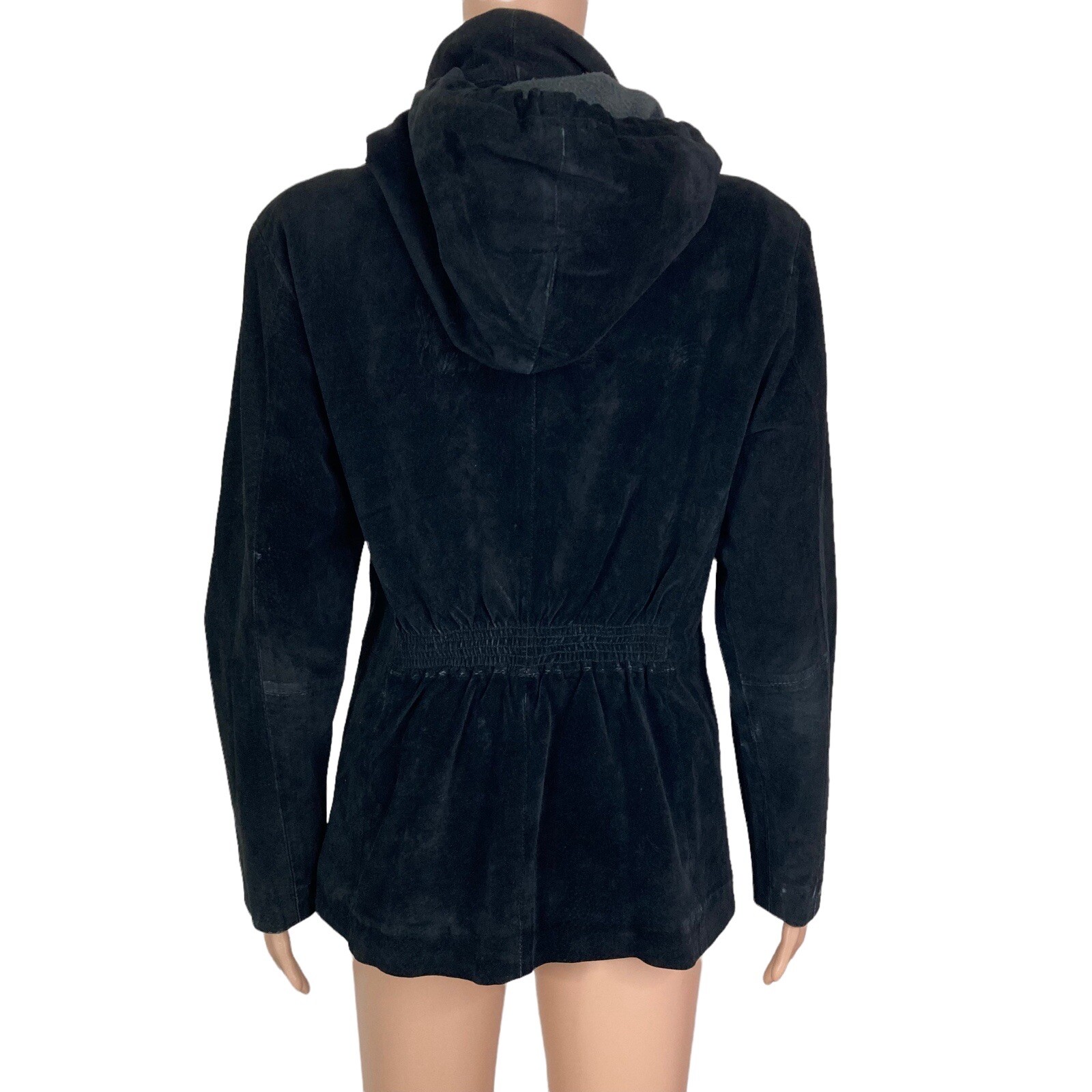 Vintage Maxima Wilsons Leather Suede Overcoat Women’s Medium Black Hooded