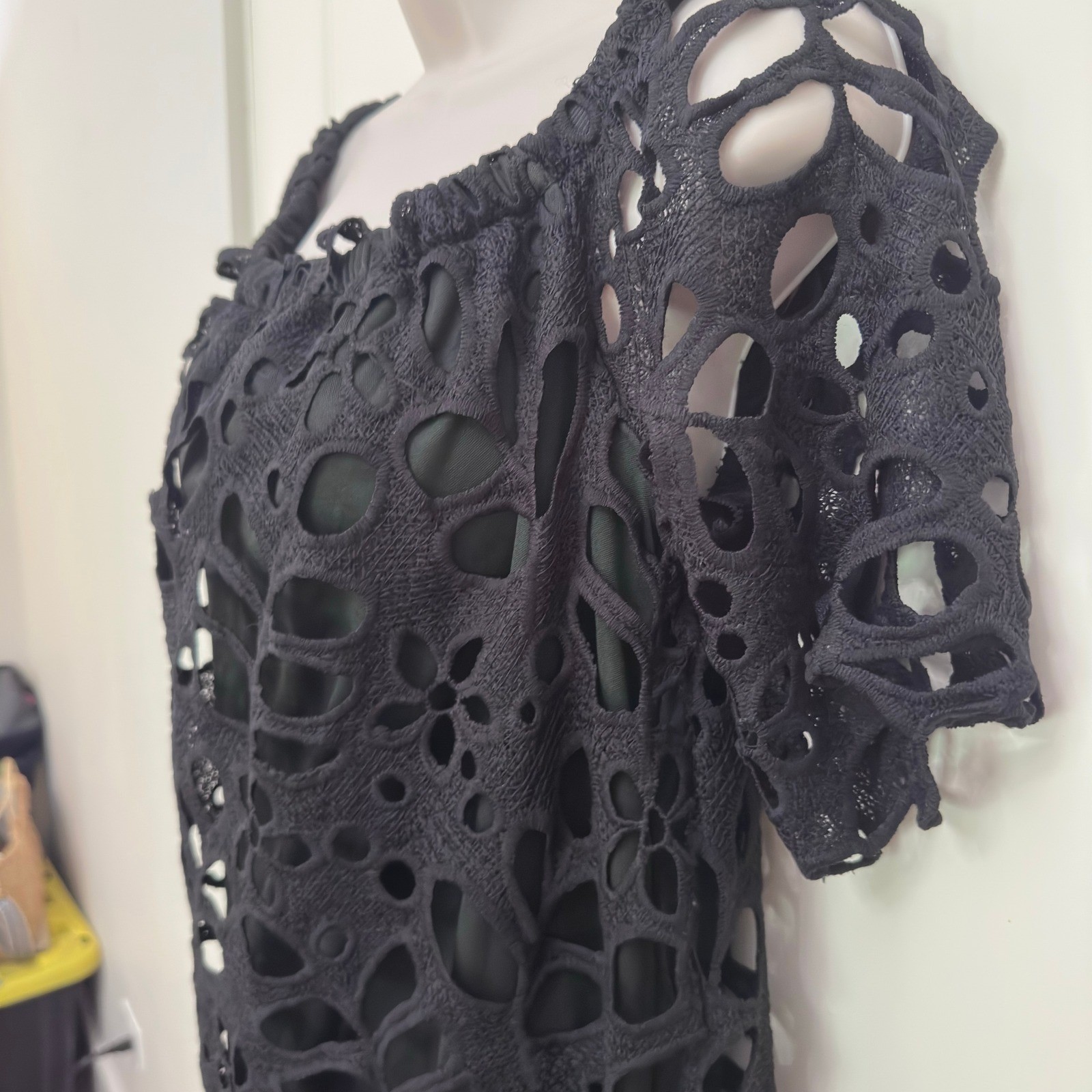 PRETTYGARDEN Women’s XL Black Floral Cutout Lace Shift Dress NWT Modest