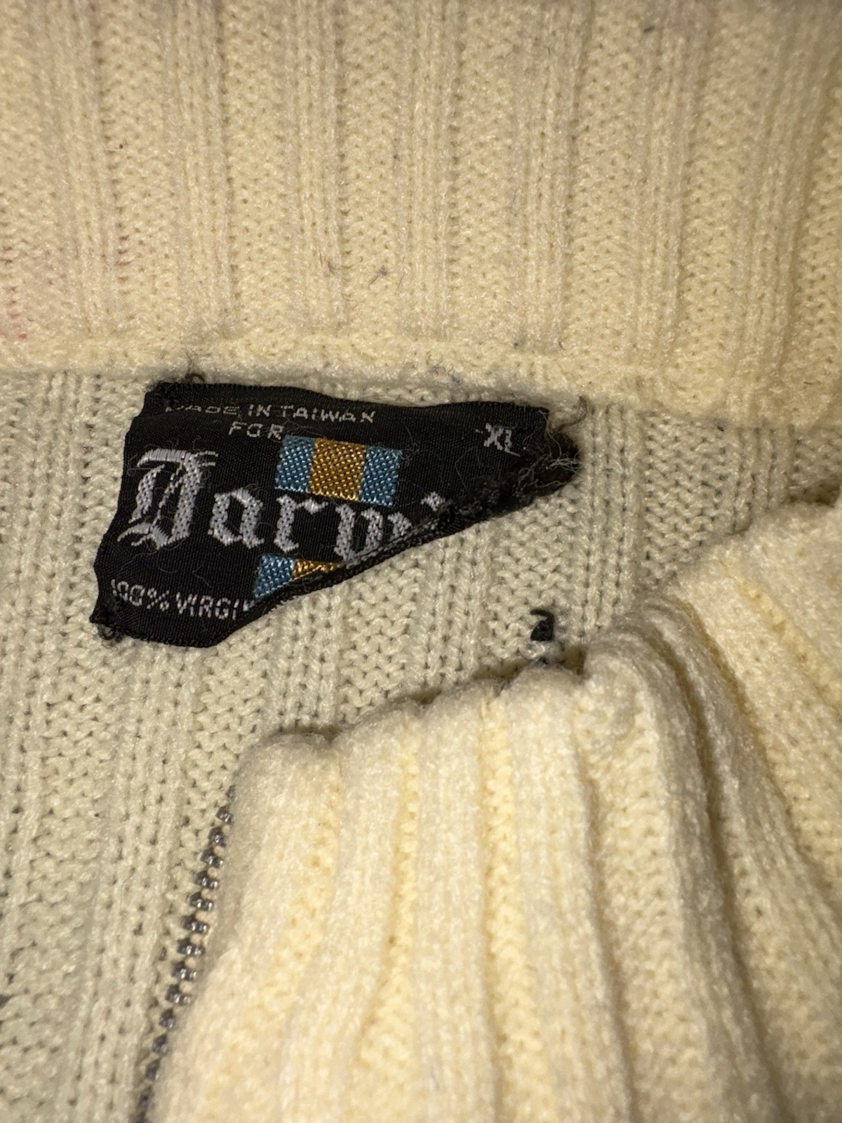 Vintage 60s 70s Women’s 1/4 Zip Striped Mock Neck Sweater Darwin Size XL