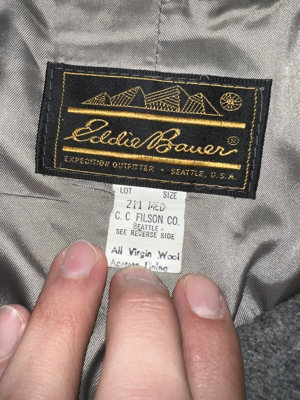 Vintage C.C. Filson Co Eddie Bauer Womens Cape Sz M 100% Virgin Wool Gray USA