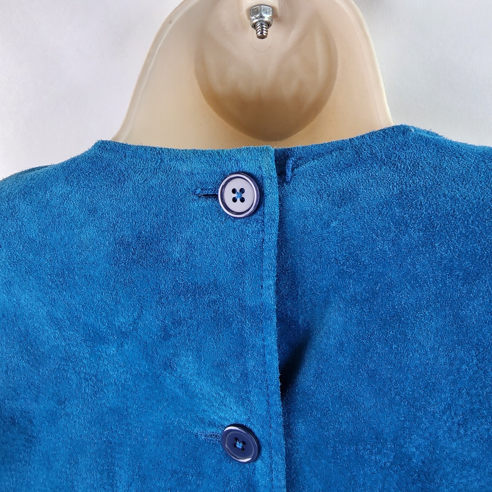 Vintage Pia Rucci Dress Womens 8 Turquoise Suede Leather Deadstock w/tags