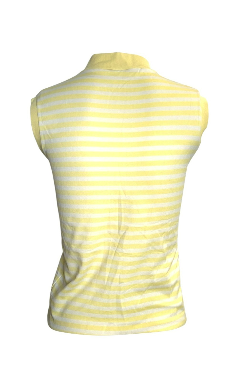 VTG Yellow 70s Striped Mod Preppy Retro Academic Sleeveless Indie Mock Neck Top