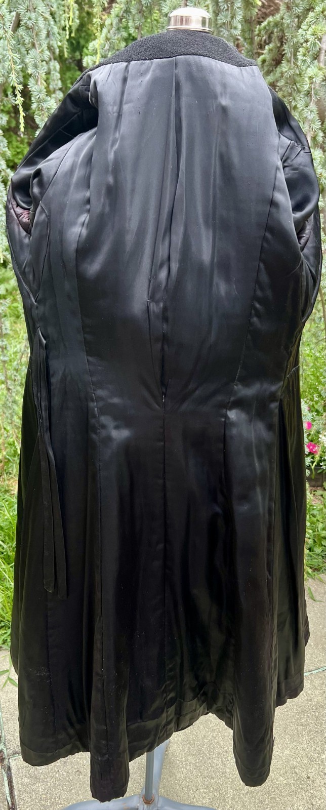 VINTAGE 1940’s ART DECO BLACK WOOL PERSIAN LAMB FUR COAT