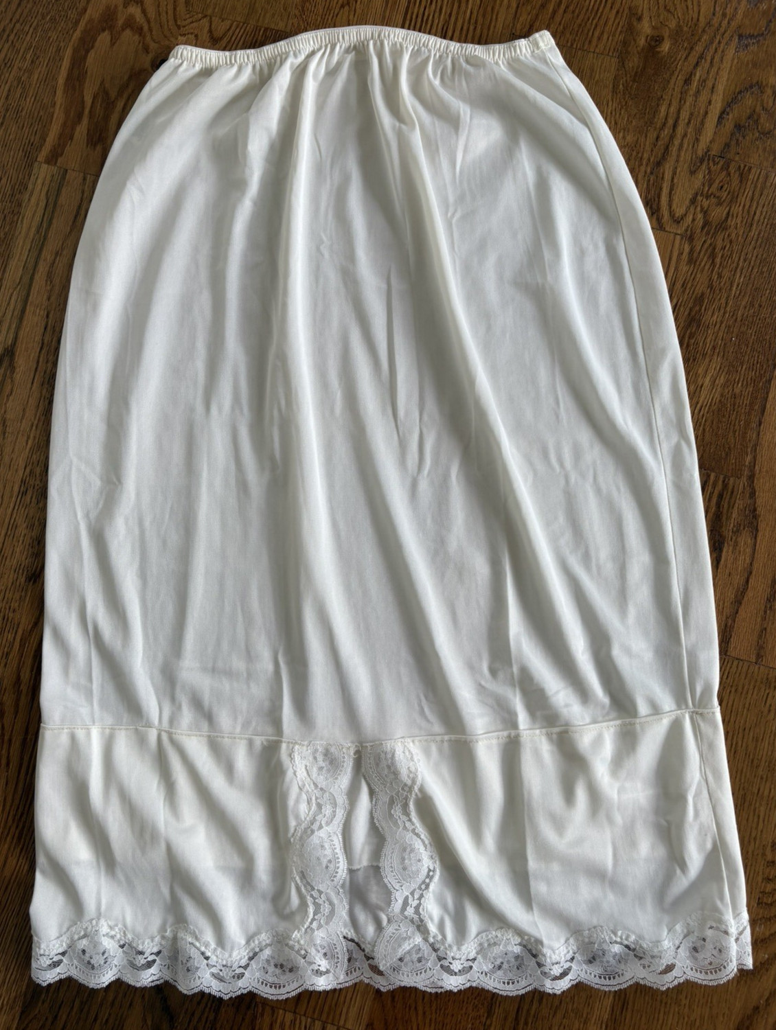 VTG Lingerie Greenco Maid White Nylon Lace Slit Half Slip Romantic Soft Sz. M