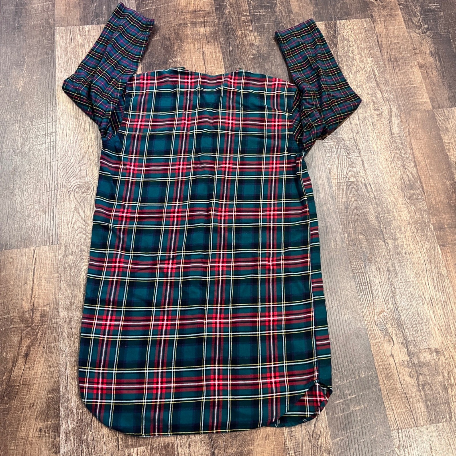 Vintage Gap Mixed Plaid Flannel Tunic Shirt Red Green Patchwork Cotton Medium